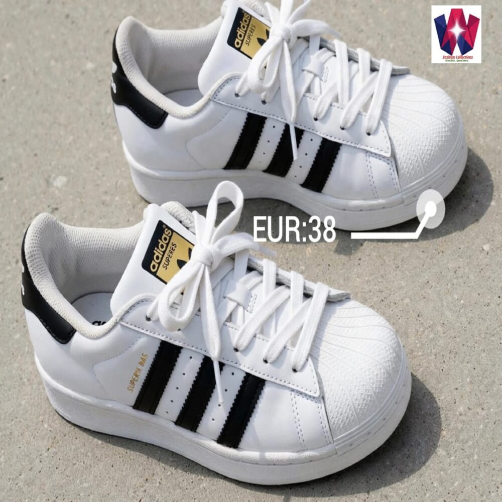 White & Black Classic Shell-Toe Lace-Up Sneakers