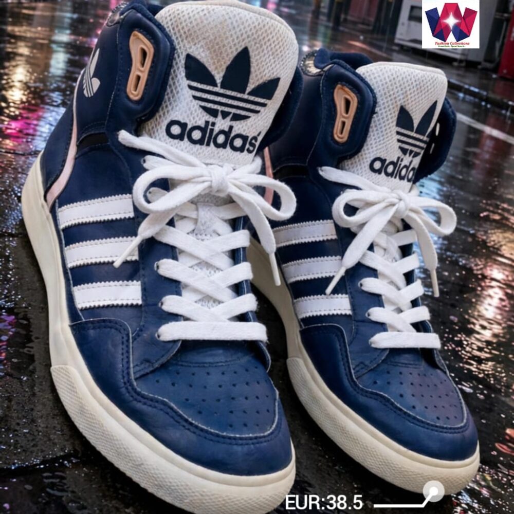 Adidas Originals Blue & White High-Top Lace-Up Sneakers
