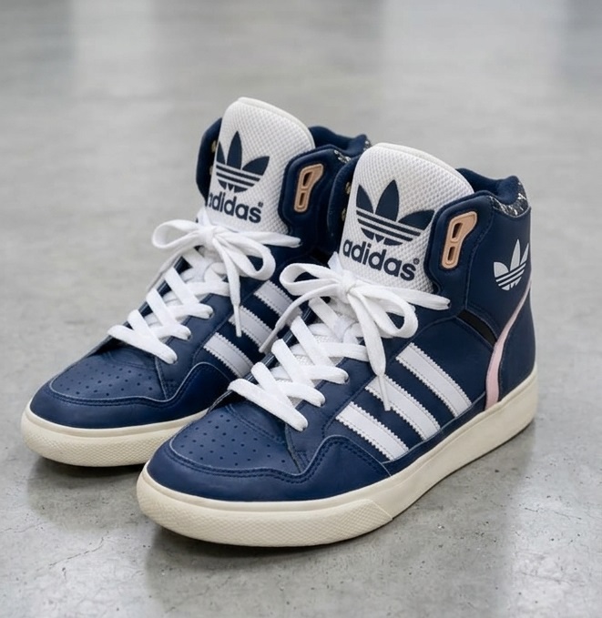 Adidas Originals Blue & White High-Top Lace-Up Sneakers - Image 3