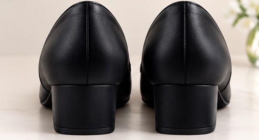 Women’s Black Buckle Detail Block Heel Loafers - Image 2