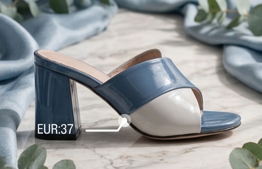 Women’s Blue & White Open-Toe Block Heel Mule Sandals - Image 2