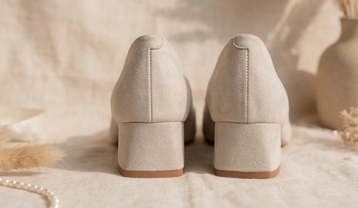 Women’s Off-White Pointed-Toe Block Heel Pumps - Image 3