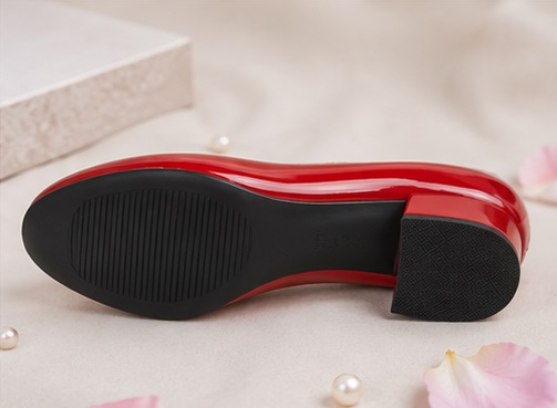 Women’s Red Patent Bow Block Heel Pumps - Image 5