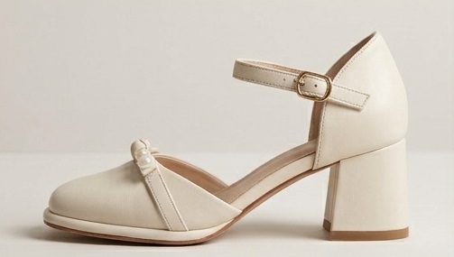 Pearl-Embellished Ankle Strap Block Heel - Image 4