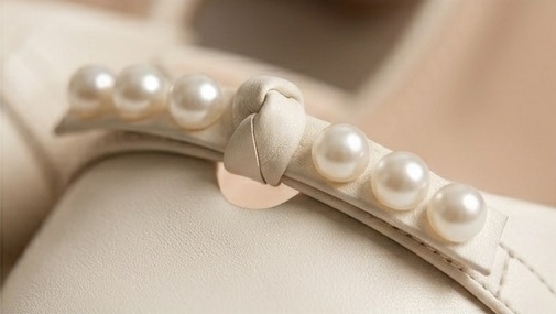 Pearl-Embellished Ankle Strap Block Heel - Image 5