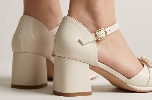 Pearl-Embellished Ankle Strap Block Heel - Image 6
