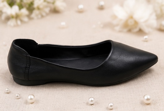 Women’s Black Pointed-Toe Slip-On Ballet Flats - Image 2