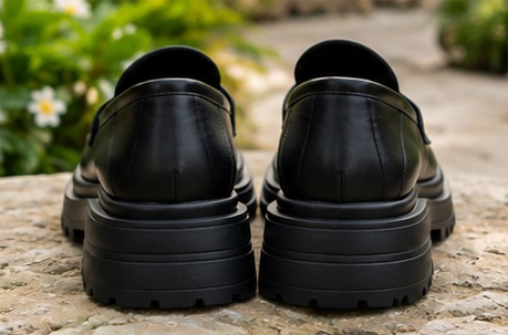 Black Platform Penny Loafers with Wide Strap - Image 5