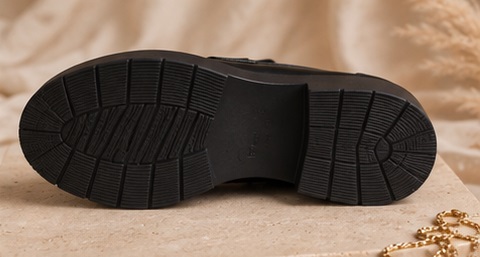 Black Platform Loafers with Gold-Tone Button Detail - Image 5