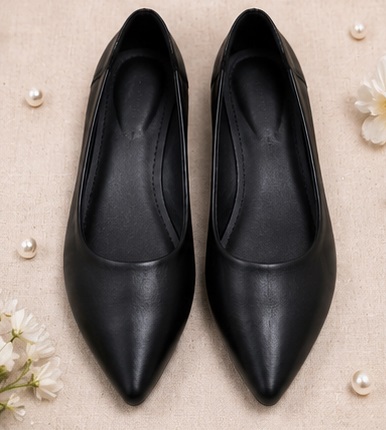 Women’s Black Pointed-Toe Slip-On Ballet Flats - Image 4