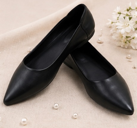 Women’s Black Pointed-Toe Slip-On Ballet Flats - Image 5