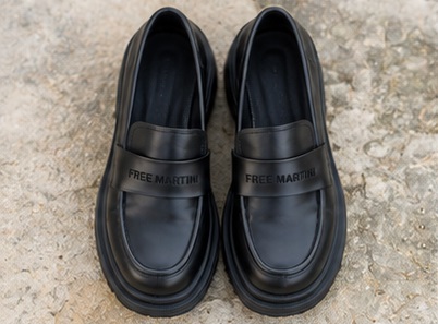 Black Platform Penny Loafers with Wide Strap - Image 2