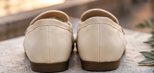 Beige Buckle Strap Penny Loafers - Image 3