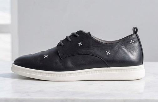 Cross-Embroidered Leather Oxford Sneakers - Image 3