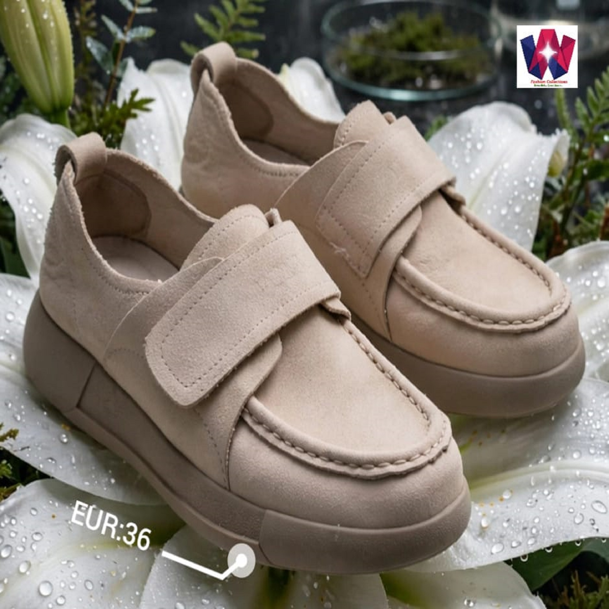 Beige Suede Hook-and-Loop Casual Comfort Loafers