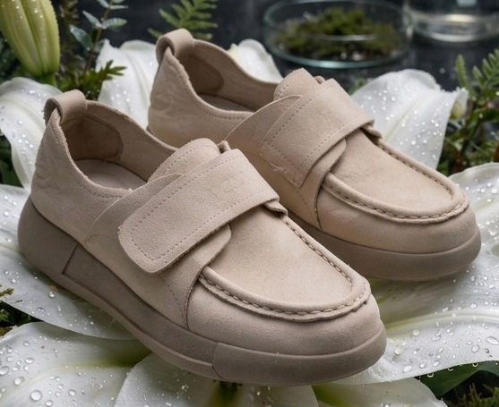 Beige Suede Hook-and-Loop Casual Comfort Loafers - Image 4