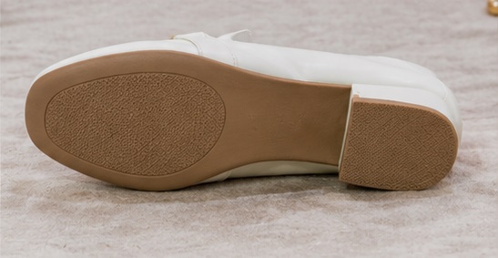 Women’s Ivory Mary Jane Low Heel Shoes with Gold Buckle - Image 4