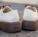 White Lace-Up Platform Casual Shoes with Brown Sole - Image 2
