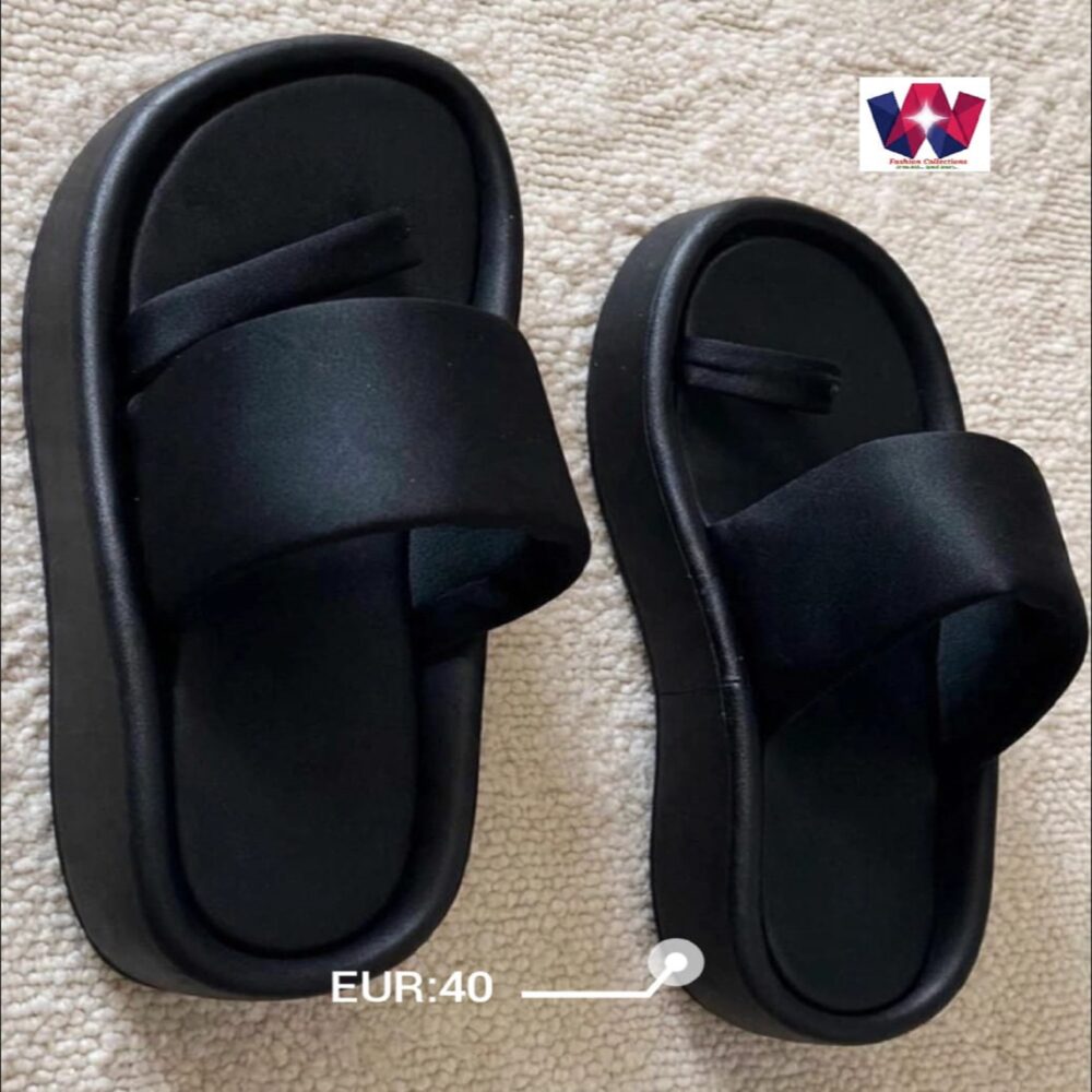 Black Cushioned Double-Strap Slide Sandals