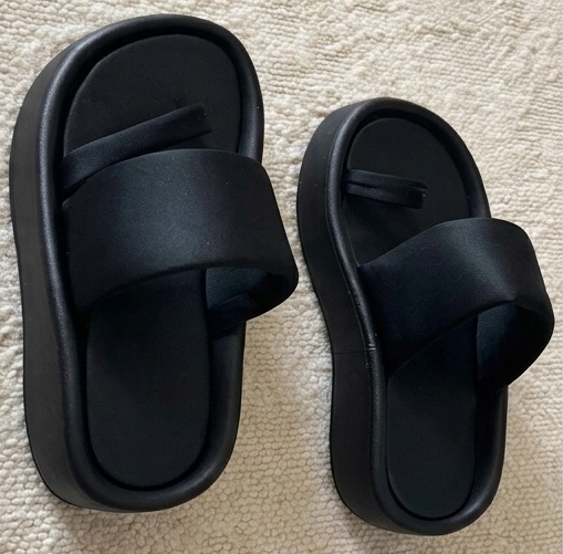 Black Cushioned Double-Strap Slide Sandals - Image 4