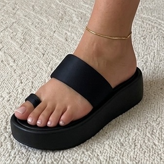 Black Cushioned Double-Strap Slide Sandals - Image 3