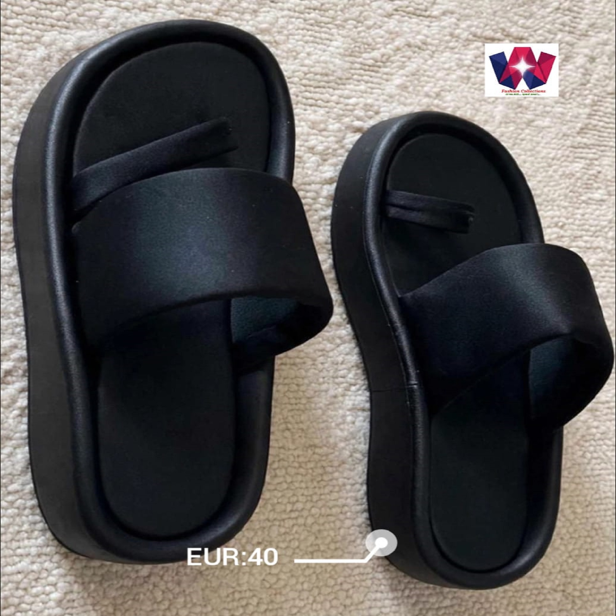 Black Cushioned Double-Strap Slide Sandals