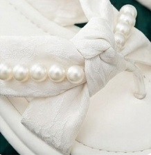 White Pearl-Embellished Thong Sandals - Image 3