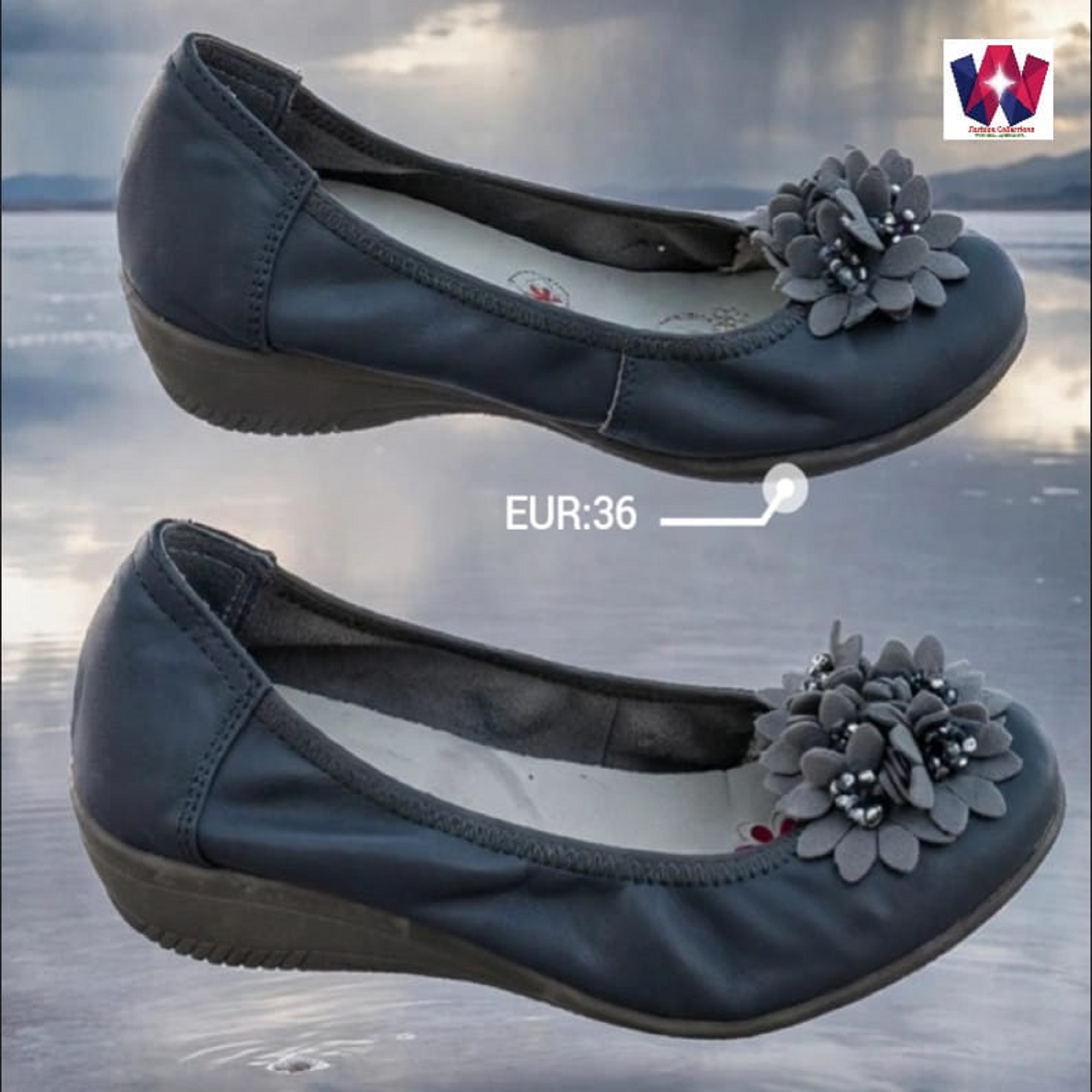 Black Floral Comfort Ballet Flats