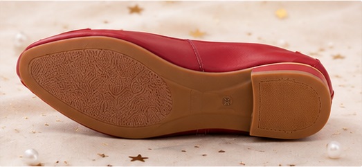 Women’s Red Ballet Flats with Gold Geometric Buckle - Image 6