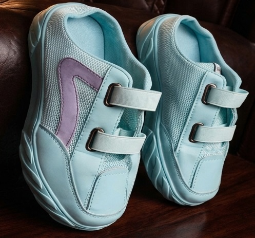 Dual-Strap Mesh Platform Sneaker Mules - Image 2
