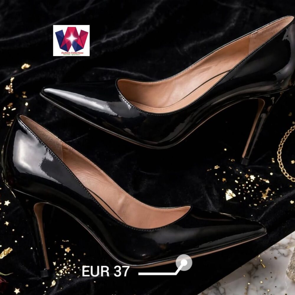 Women’s Black Patent Pointed-Toe High Heel Pumps