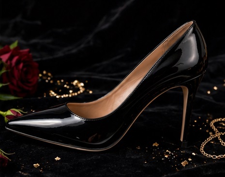 Women’s Black Patent Pointed-Toe High Heel Pumps - Image 5