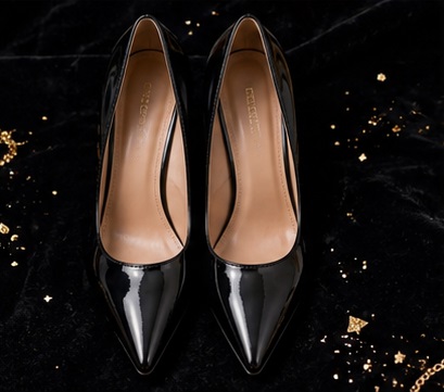 Women’s Black Patent Pointed-Toe High Heel Pumps - Image 3