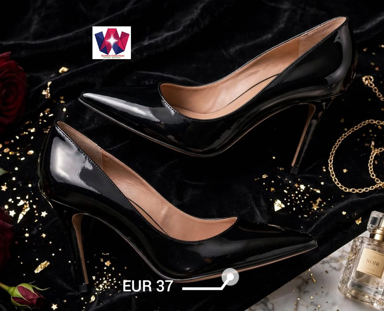 Women’s Black Patent Pointed-Toe High Heel Pumps