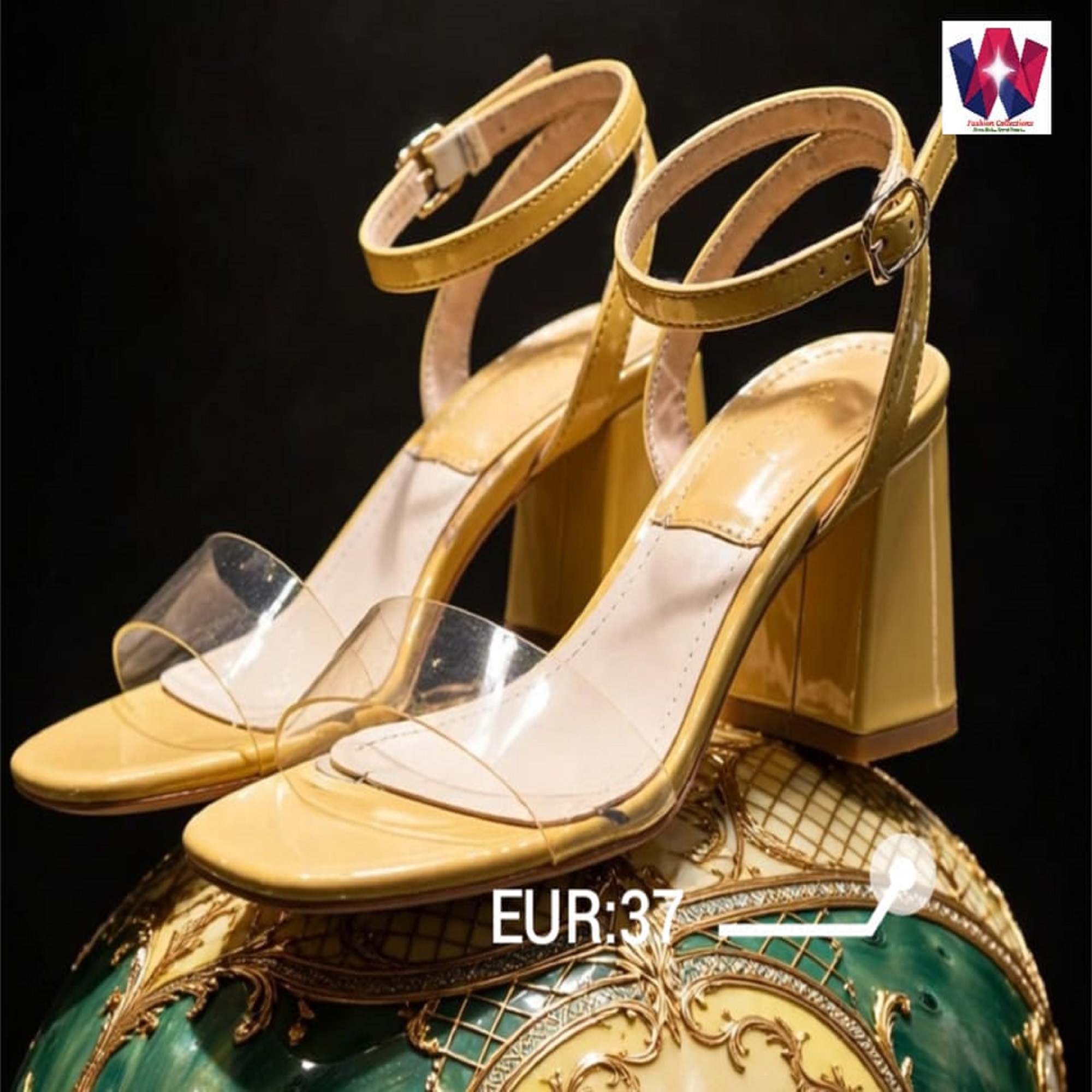 Clear PVC Ankle-Strap Block Heel Sandals