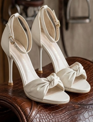 Knotted Ruched Ankle-Strap Stiletto Sandals - Image 2