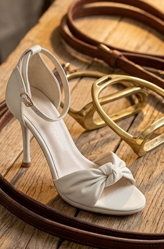 Knotted Ruched Ankle-Strap Stiletto Sandals - Image 7
