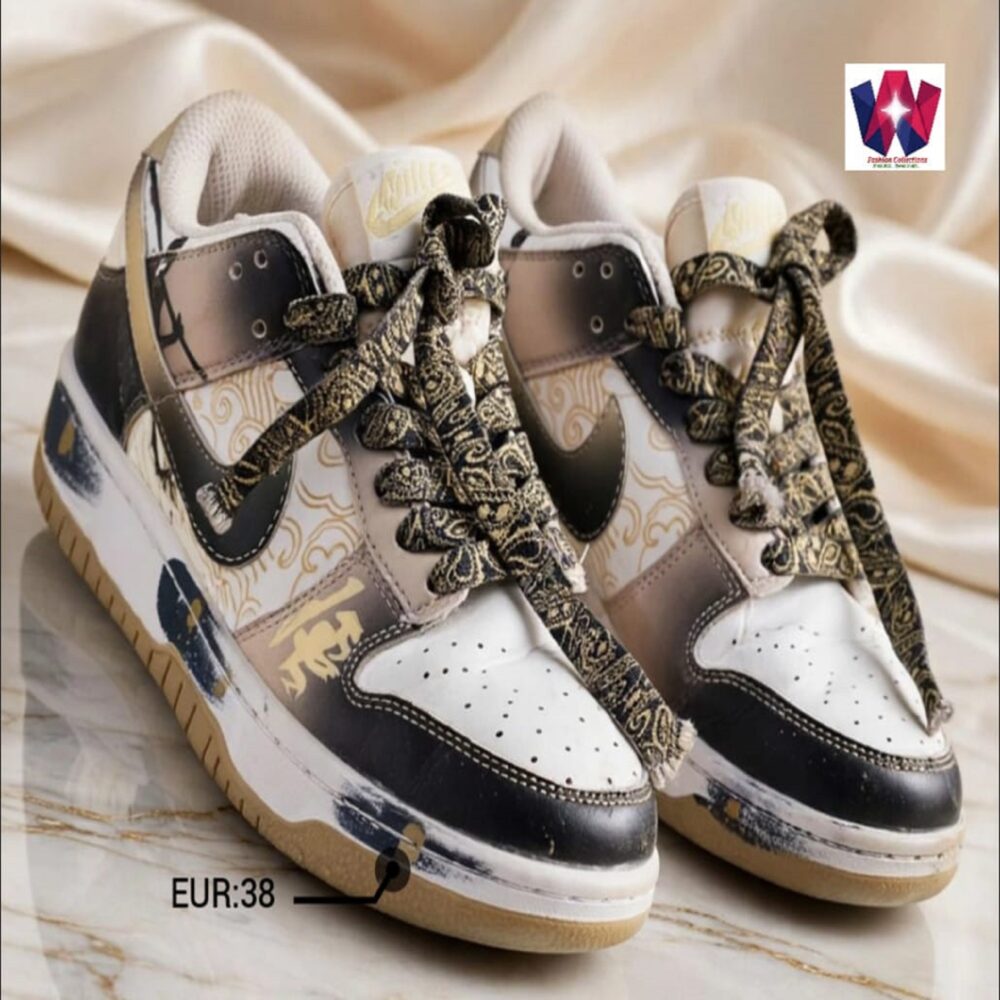 Custom 'Golden Cloud' Painted Leather Low-Top Sneakers