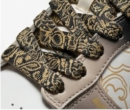 Custom 'Golden Cloud' Painted Leather Low-Top Sneakers - Image 6