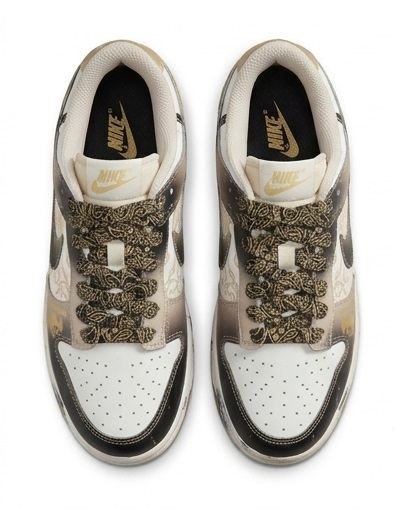 Custom 'Golden Cloud' Painted Leather Low-Top Sneakers - Image 2