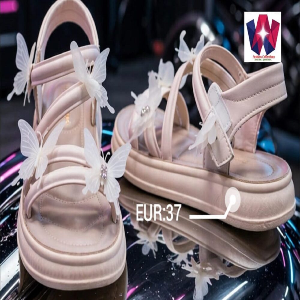 3D Butterfly Applique Platform Sandals