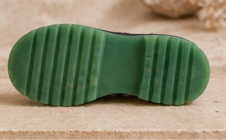Black Fisherman Strap Sandals with Green Lug Sole - Image 6