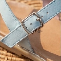 Women’s Light Blue Starfish Print Flat Sandals with Ankle Strap - Image 3