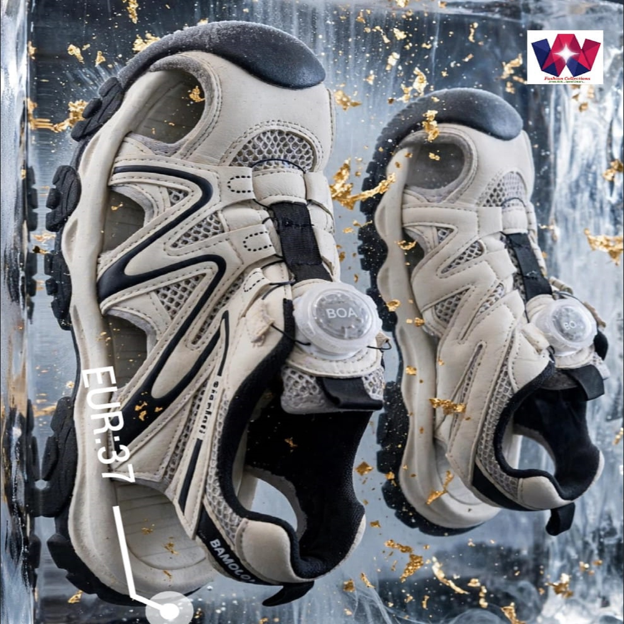 Beige and Black BOA Dial Outdoor Sport Sandals