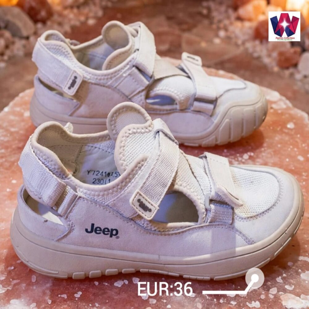 Jeep White Outdoor Hook-and-Loop Sport Sandals