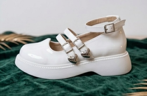 Women’s White Glossy Multi-Strap Mary Jane Flat Shoes - Image 2