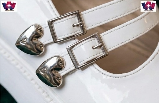 Women’s White Glossy Multi-Strap Mary Jane Flat Shoes - Image 3
