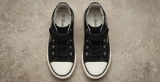 Black Daisy High-Top Canvas Sneakers - Image 2