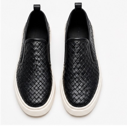 Men's Black Woven Slip-On Platform Sneakers - Image 2