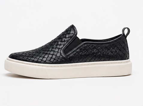 Men's Black Woven Slip-On Platform Sneakers - Image 4